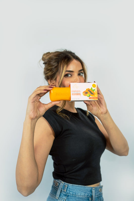 Picardy Beauty papaya soap, Papaya herbal soap Pakistan, Best herbal soap in Pakistan, Picardy papaya whitening soap, Natural papaya soap, Skin brightening papaya soap, Gentle herbal soap Pakistan, Daily use papaya soap, Pakistani skincare soap, Picardy Pakistan skincare