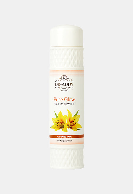 Picardy Beauty pure glow talcum powder, Picardy Beauty talcum powder, Picardy Beauty skin care, Refreshing talcum powder for daily use, Sweat control body powder, Long-lasting fragrance talcum powder, Soft and smooth skin powder Best talcum powder in Pakistan, Picardy Beauty freshness powder. 
